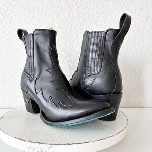 Lane CHELSEA Short Womens Cowboy Boots 8.5 Western Black Leather Ankle Booties